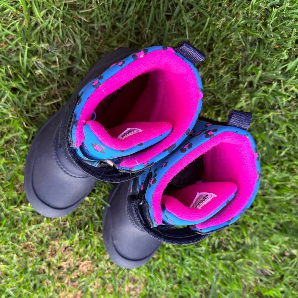 Blue and Pink Floral Winter Boots - Picture 3 of 4